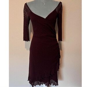 Betsey Johnson Deep Red Long Sleeve Dress